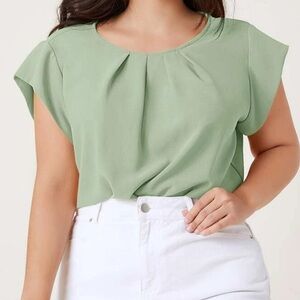 Mint Pleated Solid Top